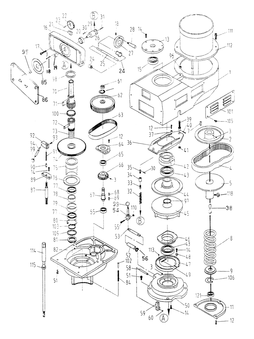 Fig-0 Diagram and Parts List for JTM-1050 690160 Jet Mill