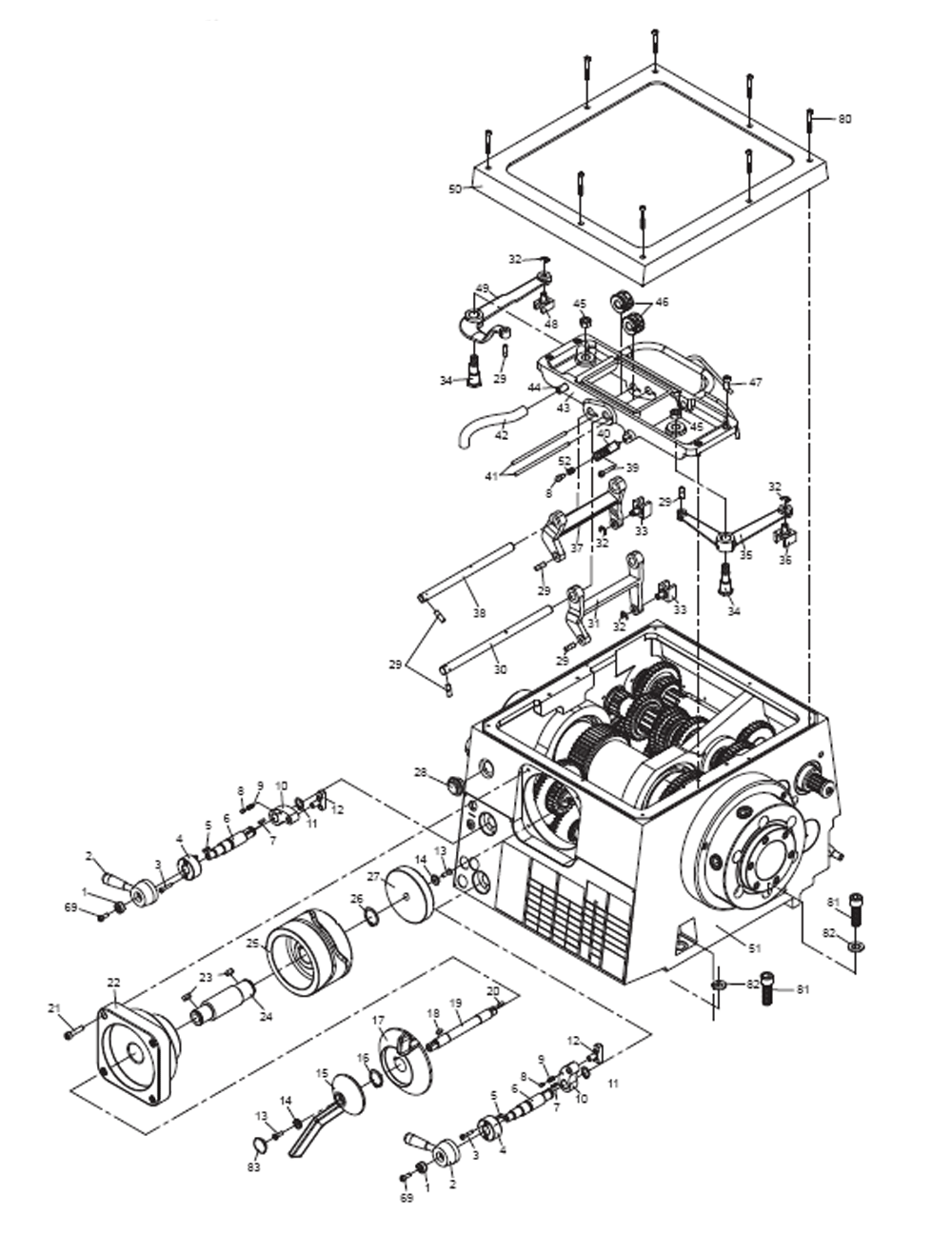 Fig-0 Diagram and Parts List for EGH-21120 892655 Jet Lathe