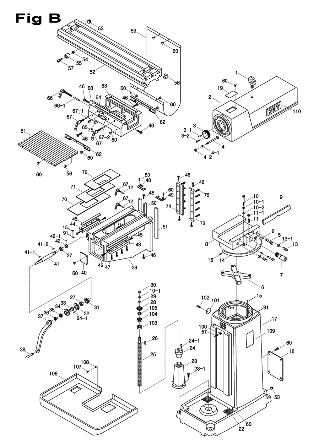 Fig-3 Diagram and Parts List for 698050  Jet Mill