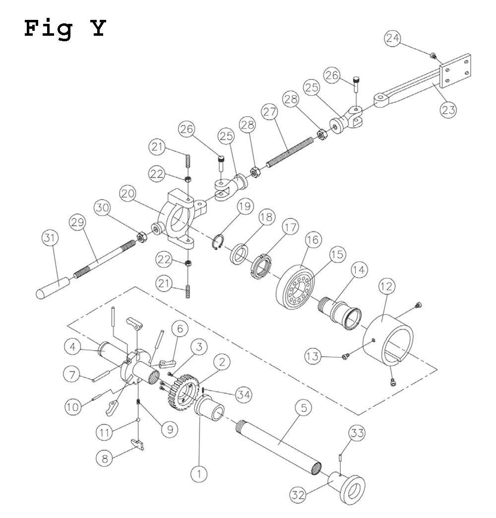 Fig-25 Diagram and Parts List for GH-1440W 321441 Jet Lathe