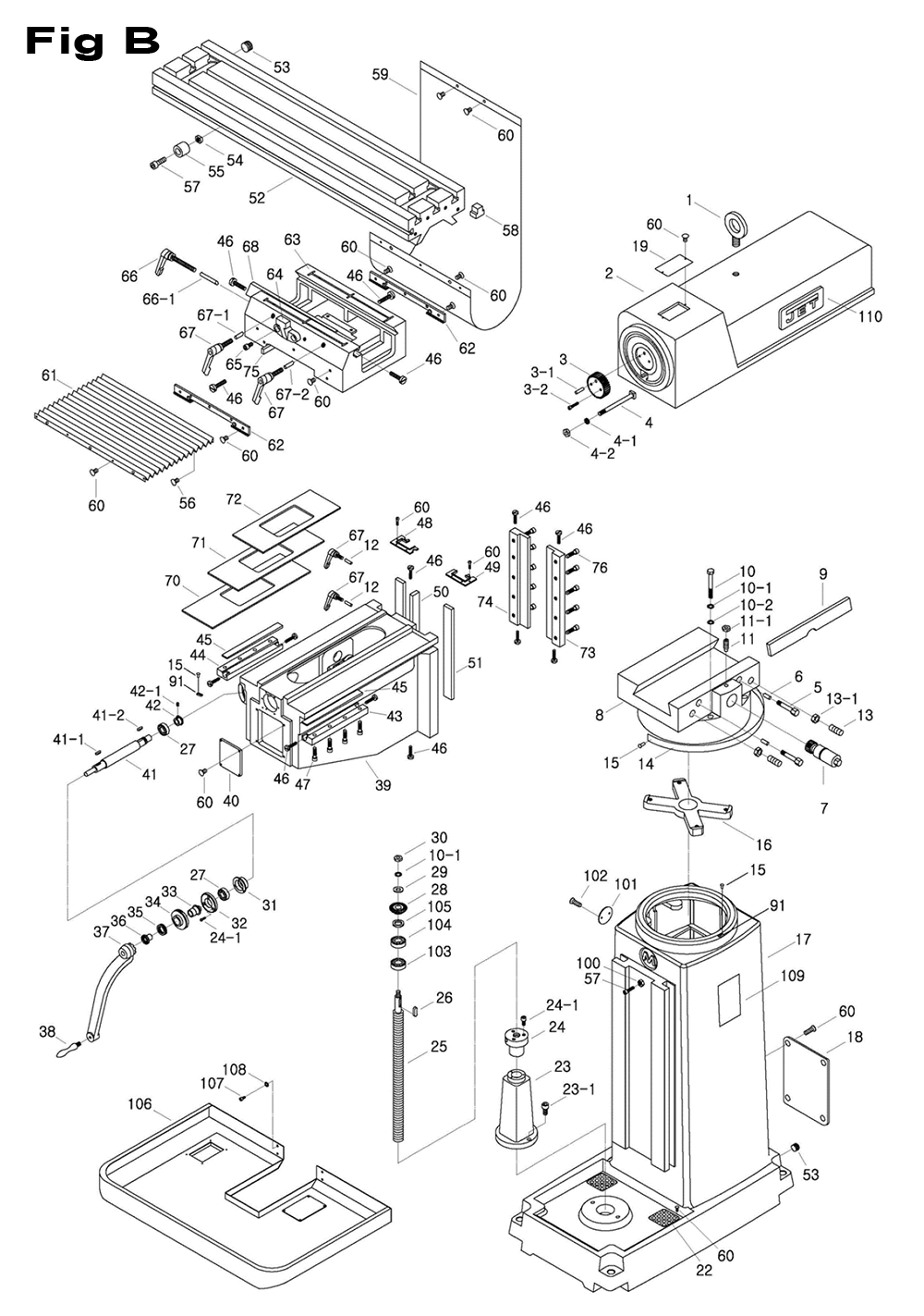 Fig-3 Diagram and Parts List for 698083  Jet Mill