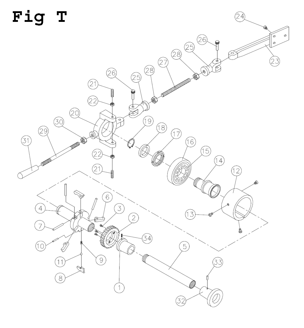 Fig-20 Diagram and Parts List for GHB-1340A 321102 Jet Lathe