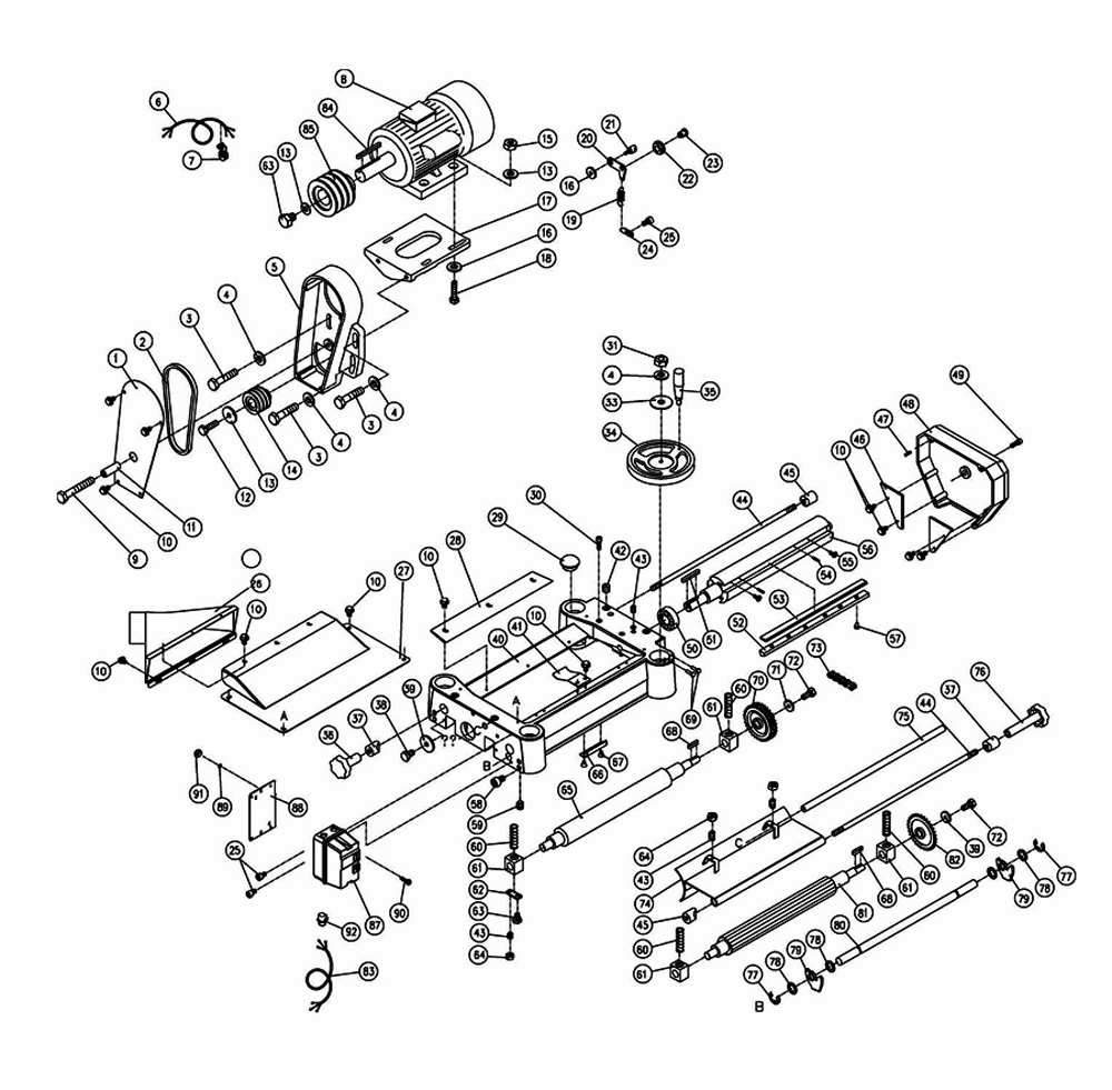 Fig-0 Diagram and Parts List for 708531  Jet Planer Jointer