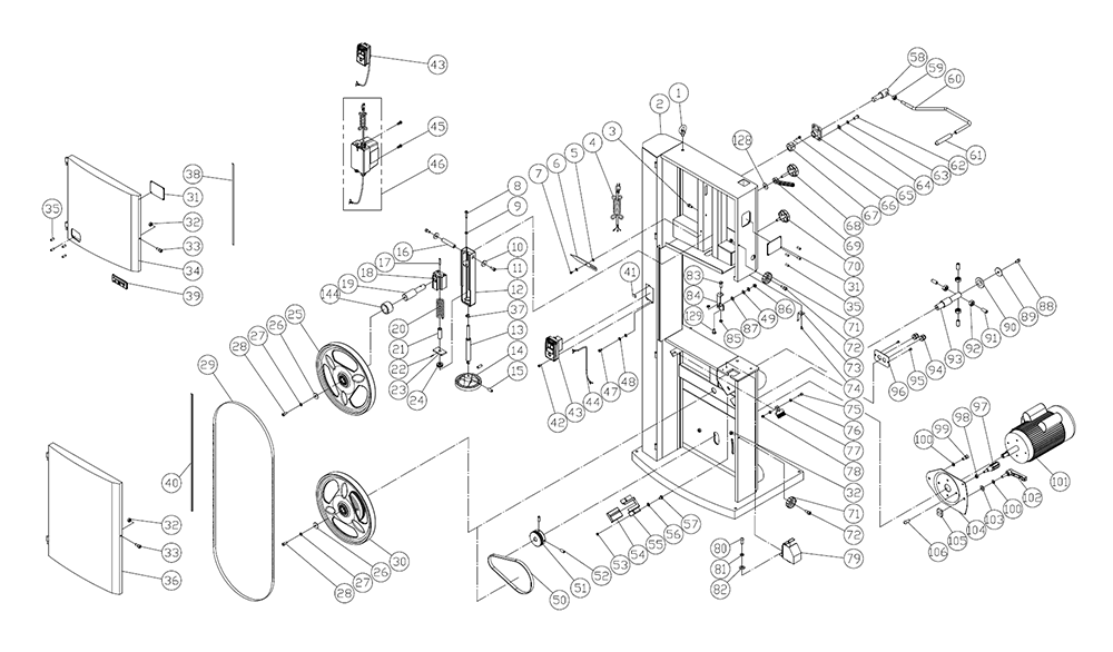 Fig-0 Diagram and Parts List for 714650  Jet Table Saw
