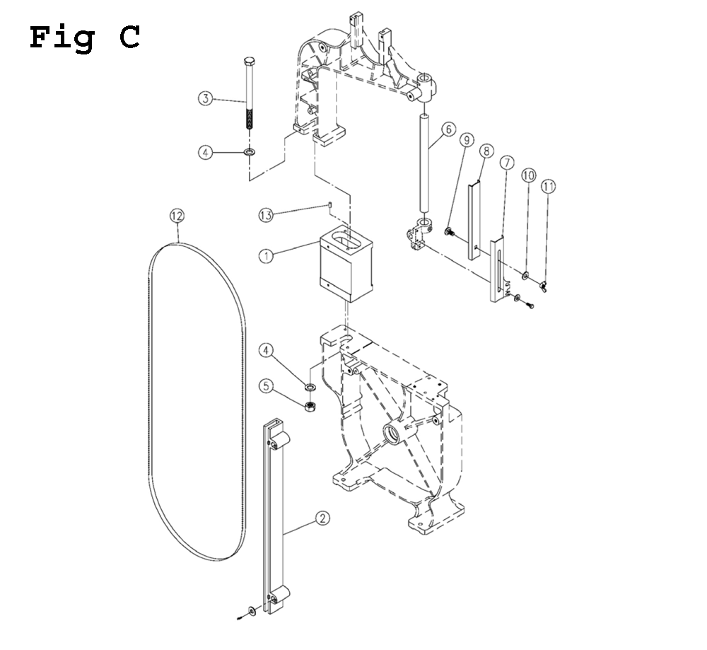 Fig-2 Diagram and Parts List for J-8201 414500 Jet Table Saw
