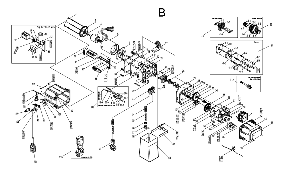 Fig-2 Diagram and Parts List for 131000  Jet Hoist & Winch