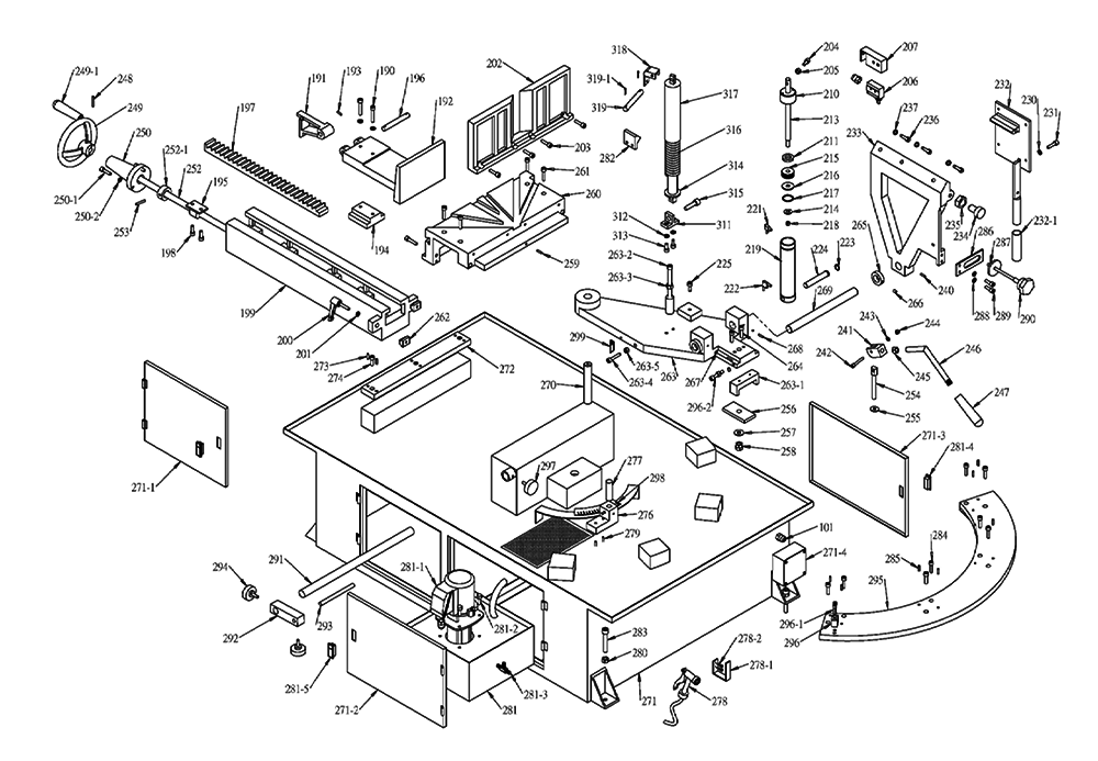 Fig-2 Diagram and Parts List for 413411  Jet Table Saw
