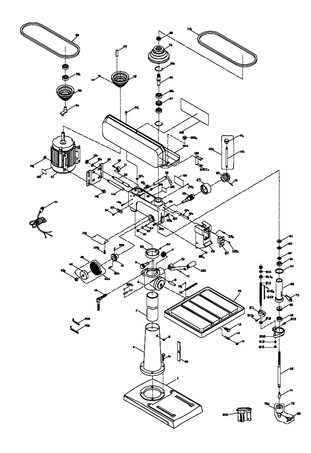 Page 1 Diagram and Parts List for 354402  Jet Drill Press