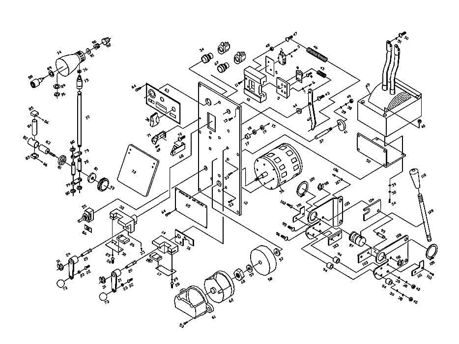Welder, Shear And Work Lamp Assemblies Diagram and Parts List for VBS-3612  Jet Band Saw