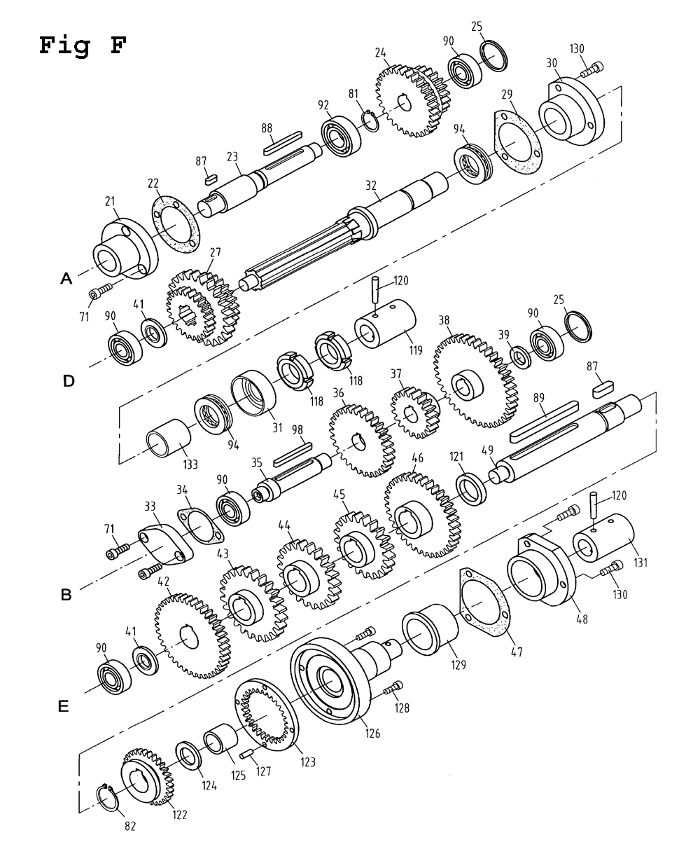 Fig-6 Diagram and Parts List for GHB-1340A 321103 Jet Lathe