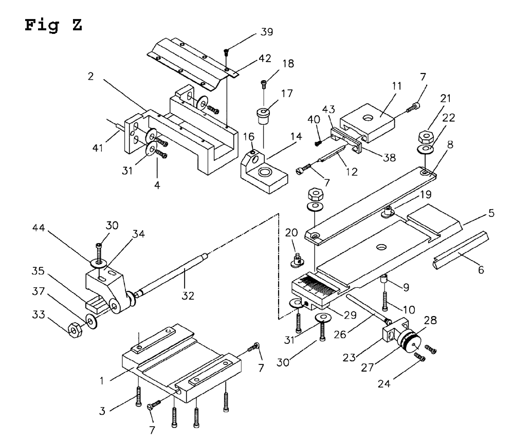 Fig-26 Diagram and Parts List for GH-1860ZX 321961 Jet Lathe