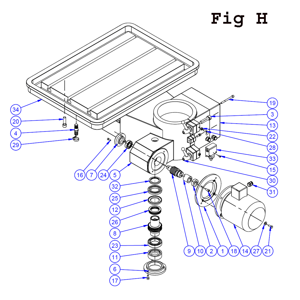 Fig-4 Diagram and Parts List for J-2360 354051 Jet Drill Press