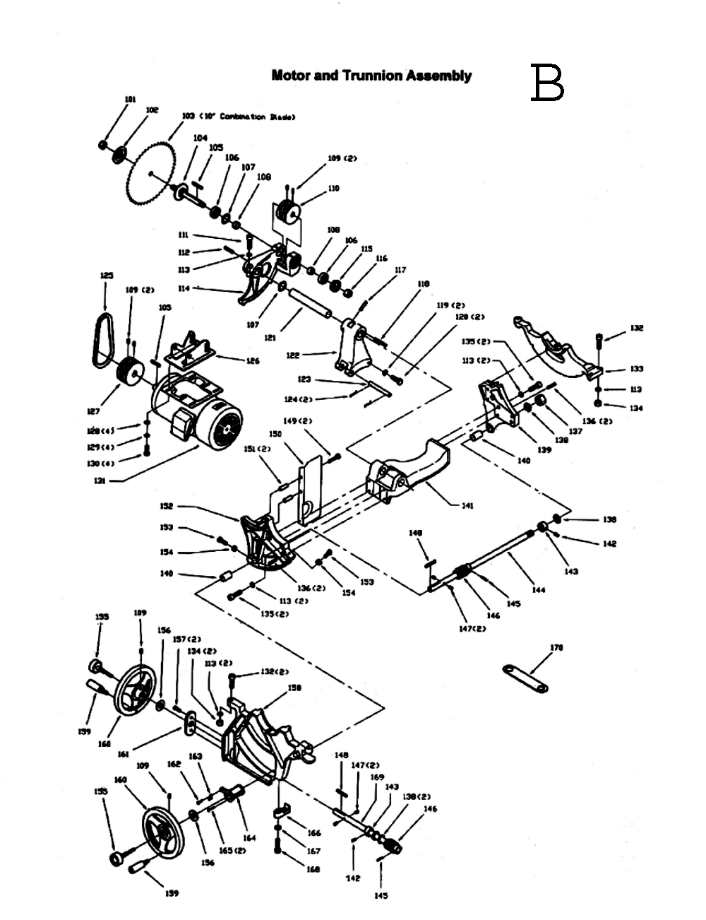 Fig-2 Diagram and Parts List for 708536PK  Jet Table Saw