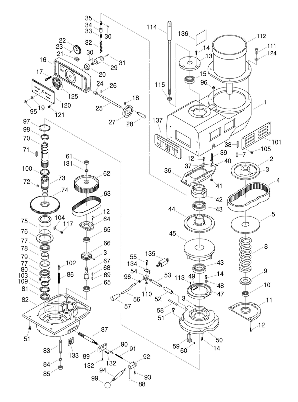 Fig-0 Diagram and Parts List for 698027  Jet Mill