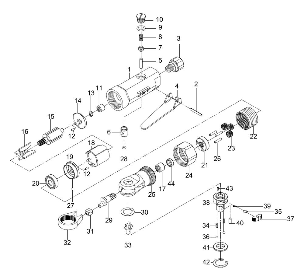 Fig-0 Diagram and Parts List for 505300  Jet Ratchet