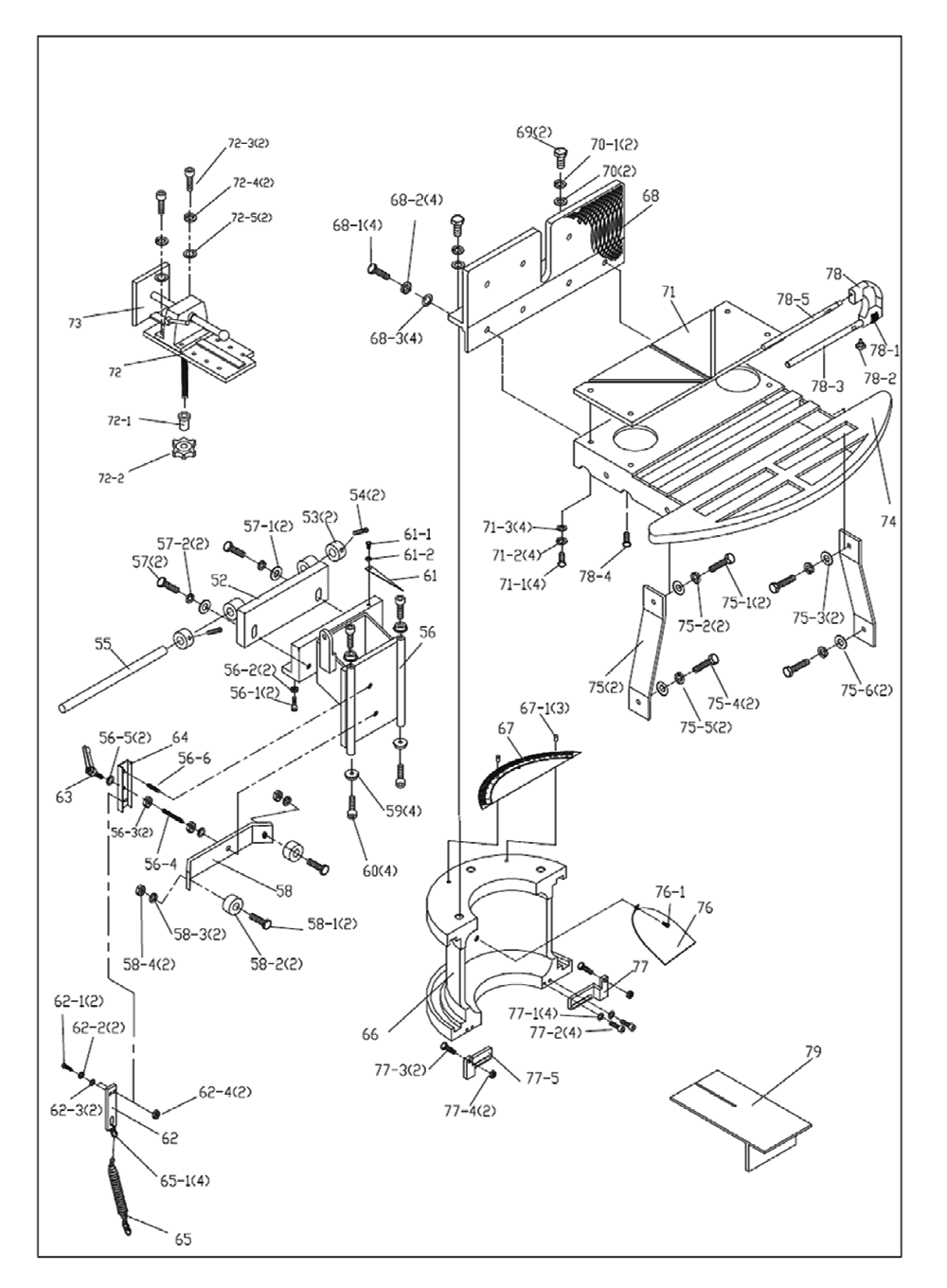 Fig-3 Diagram and Parts List for 424463  Jet Table Saw