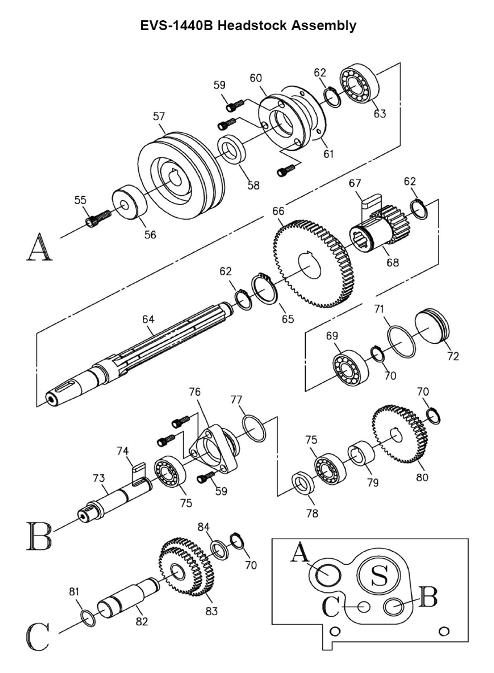 Fig-2 Diagram and Parts List for 311450  Jet Lathe