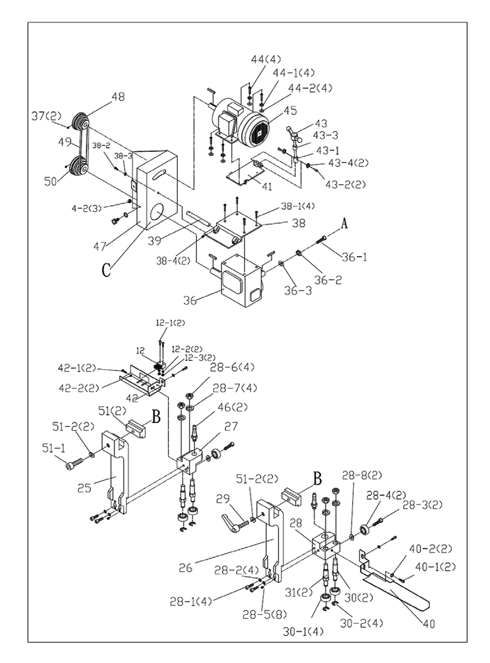 Fig-2 Diagram and Parts List for 424465  Jet Table Saw
