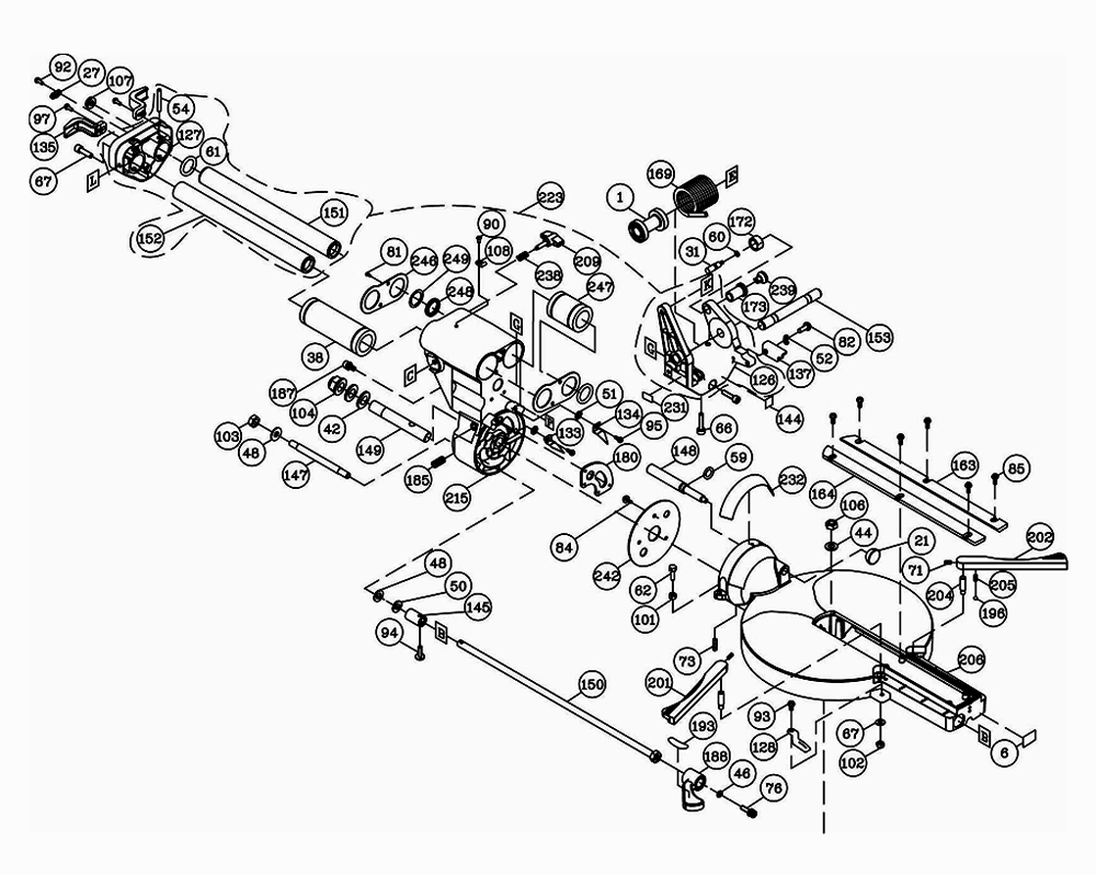 Fig-1 Diagram and Parts List for 707120  Jet Table Saw