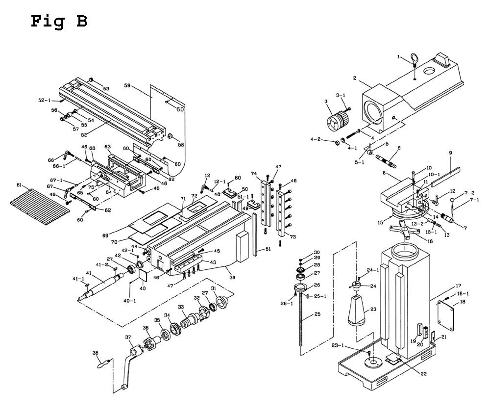 Fig-2 Diagram and Parts List for JTM-1055 691226 Jet Mill