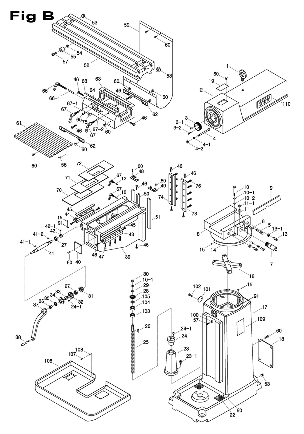 Fig-3 Diagram and Parts List for 698055  Jet Mill