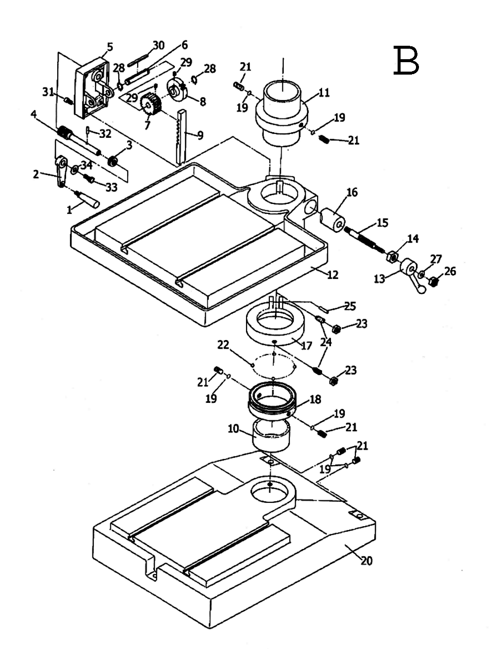 Fig-2 Diagram and Parts List for 354203  Jet Drill Press