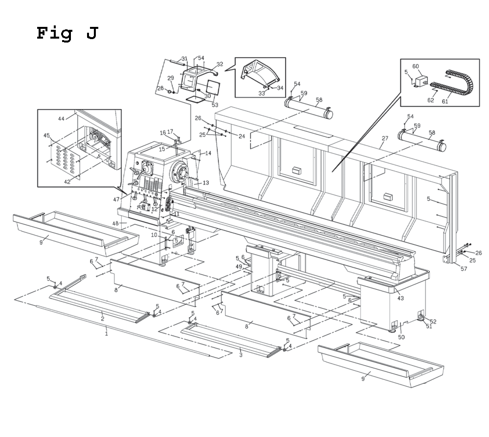 Fig-17 Diagram and Parts List for EGH-1880 892606 Jet Lathe
