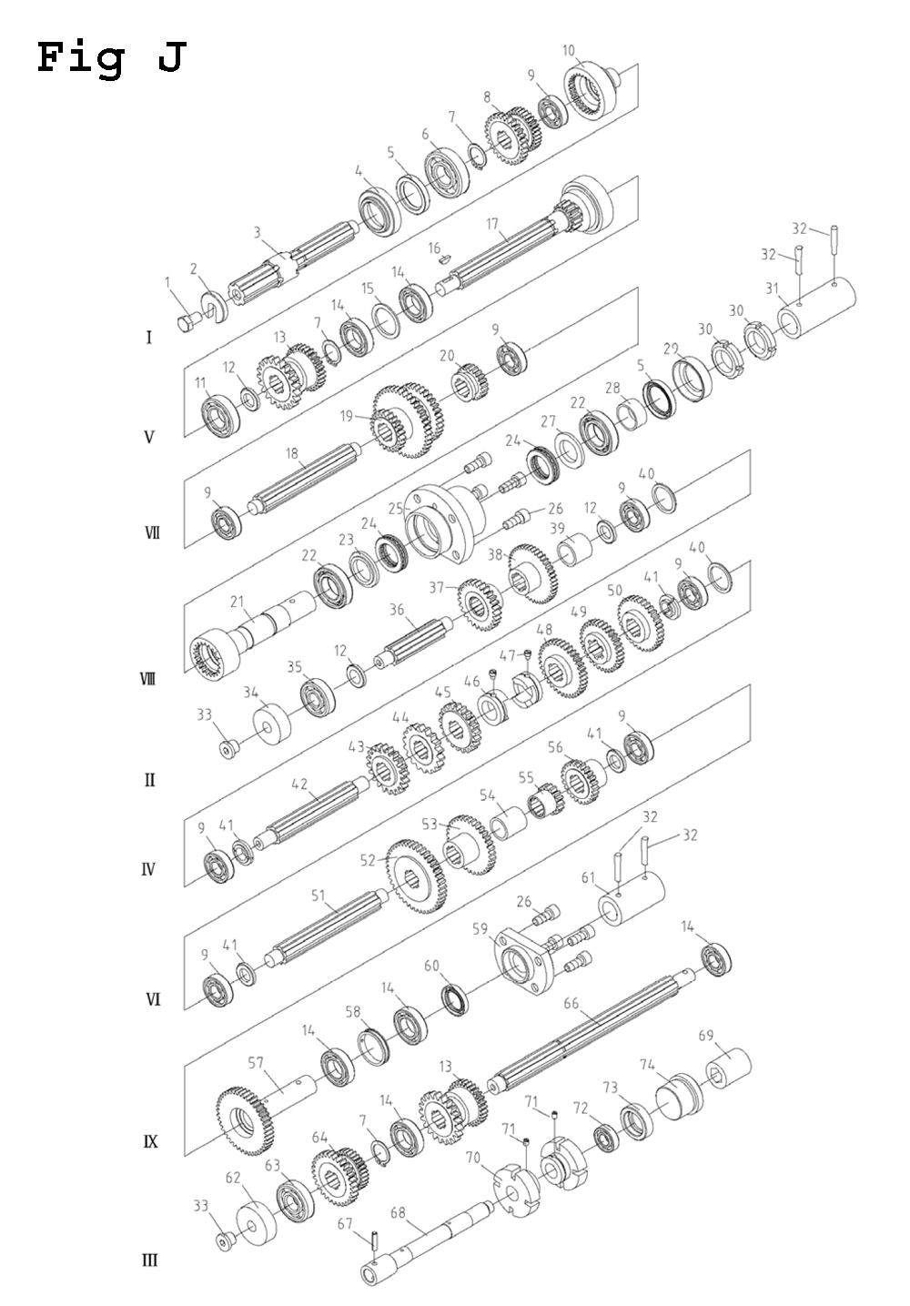 Fig-10 Diagram and Parts List for GH-26120ZH 321892 Jet Lathe