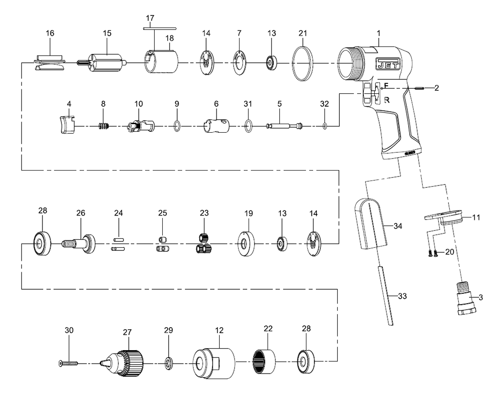 Fig-0 Diagram and Parts List for 505620  Jet Drill