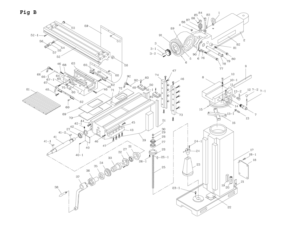 Fig-2 Diagram and Parts List for JTM-1054R 692226 Jet Mill