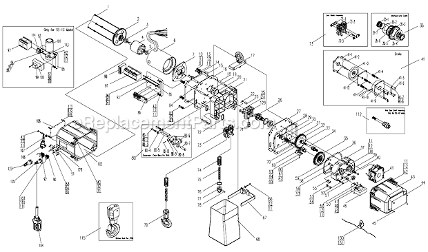 Page C Diagram and Parts List for 1SS-1C-10  Jet Hoist & Winch