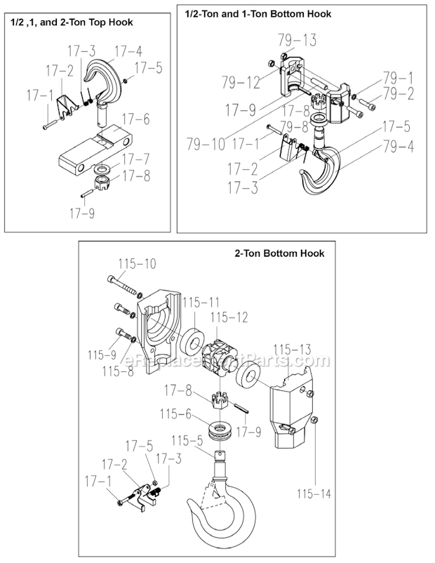 Page D Diagram and Parts List for 1SS-1C-10  Jet Hoist & Winch