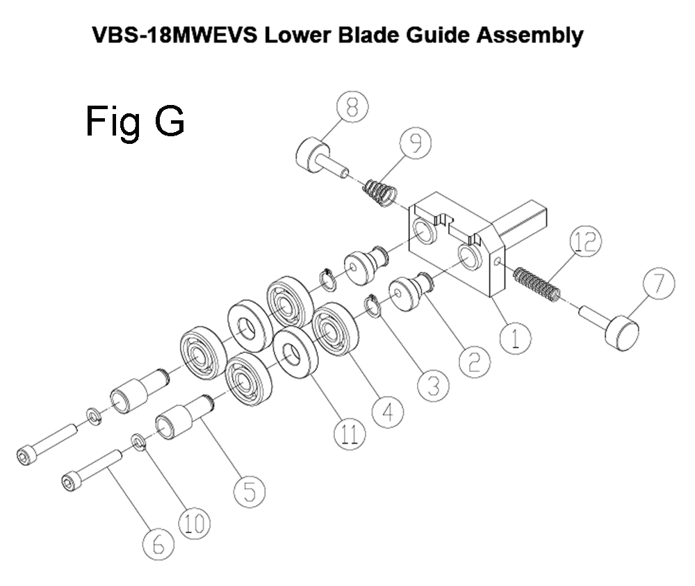 Fig-8 Diagram and Parts List for 414428  Jet Table Saw