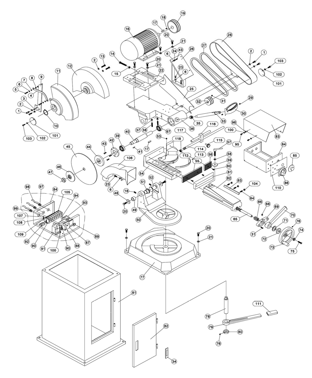Fig-0 Diagram and Parts List for 414240  Jet Table Saw