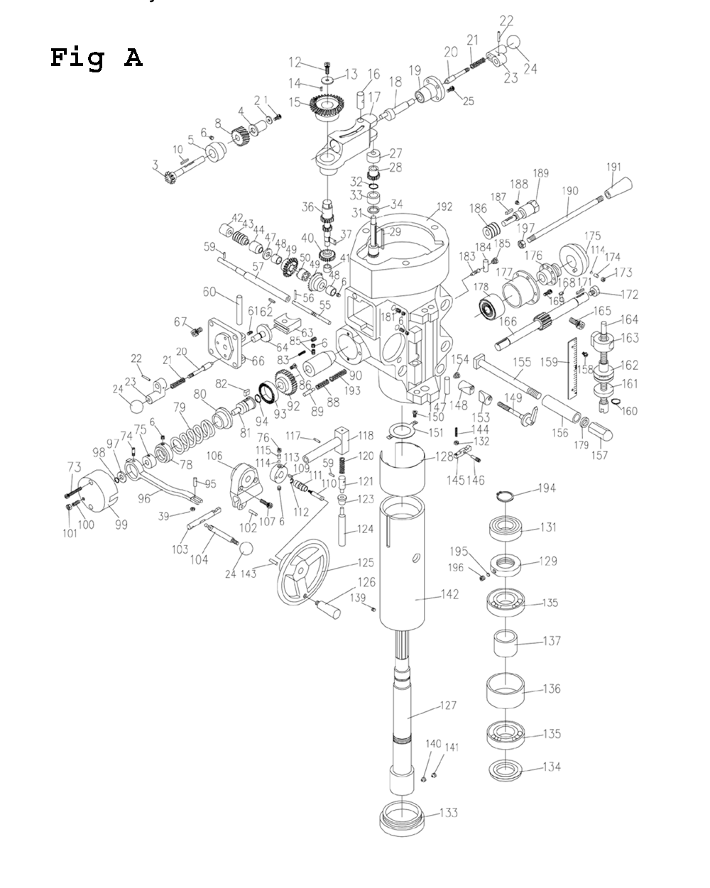 Fig-1 Diagram and Parts List for JTM-1054R 690053 Jet Mill