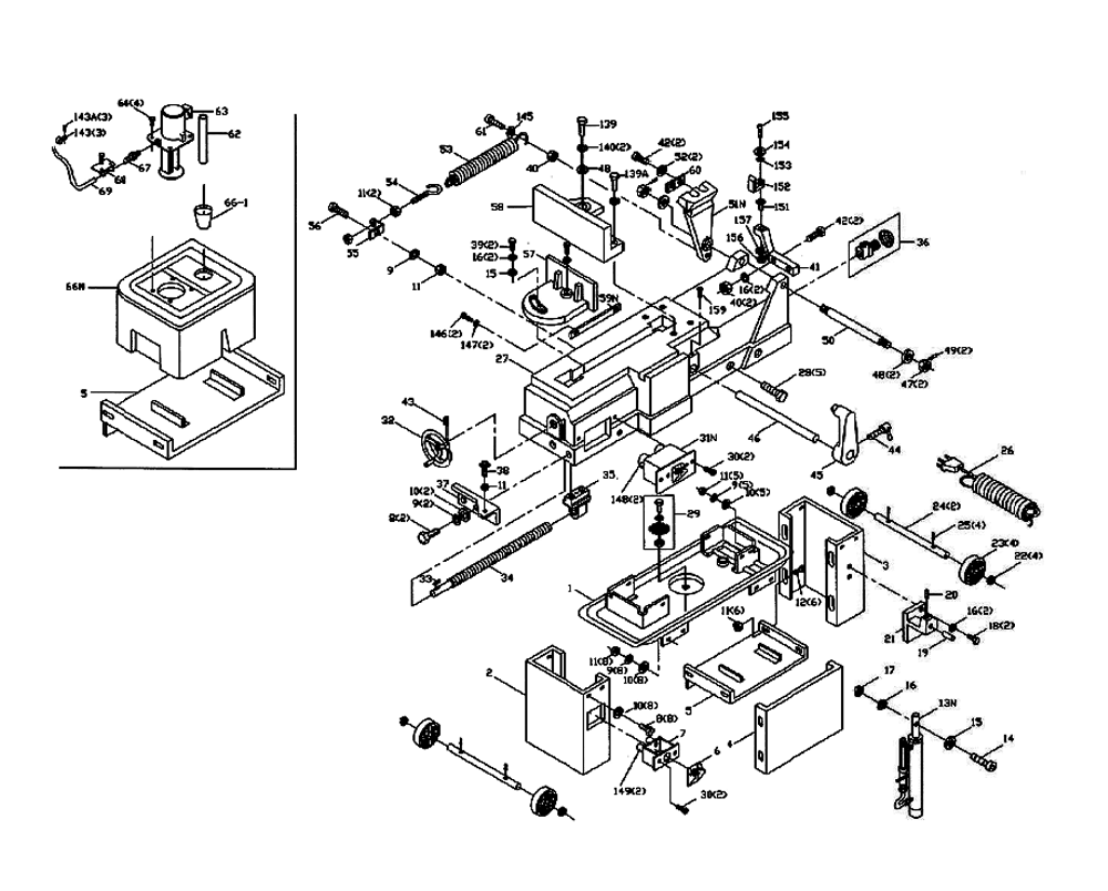 Fig-0 Diagram and Parts List for 414459  Jet Table Saw