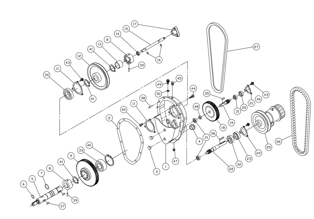 Gearbox Diagram and Parts List for J-8203K  Jet Band Saw