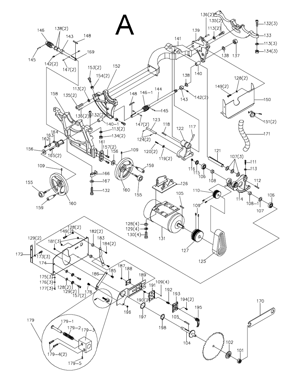 Fig-1 Diagram and Parts List for 708679PK  Jet Table Saw