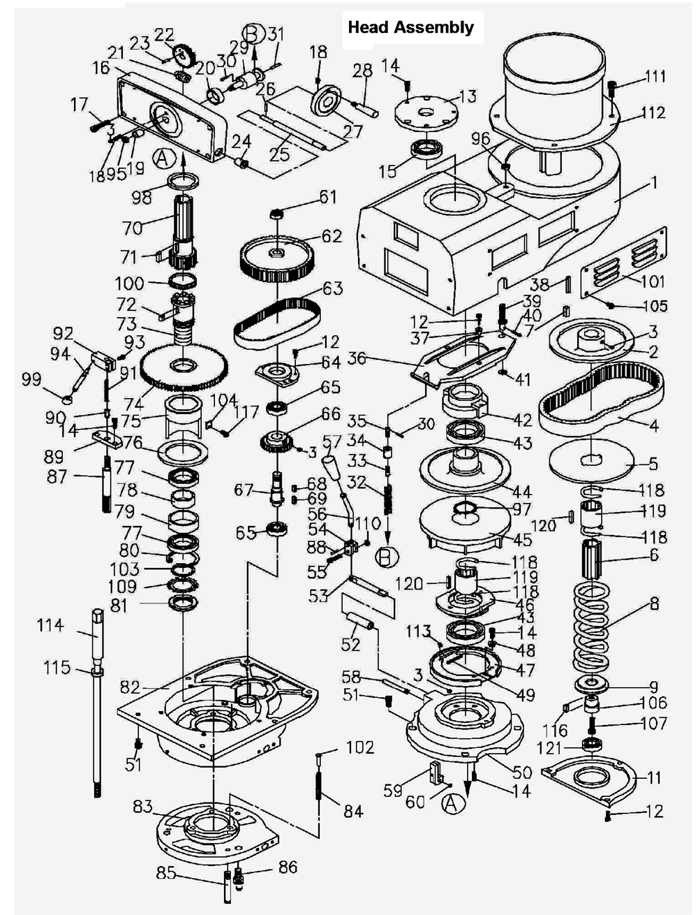 Fig-0 Diagram and Parts List for 690013  Jet Mill
