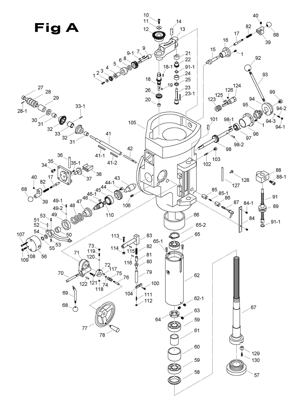 Fig-7 Diagram and Parts List for 698055  Jet Mill