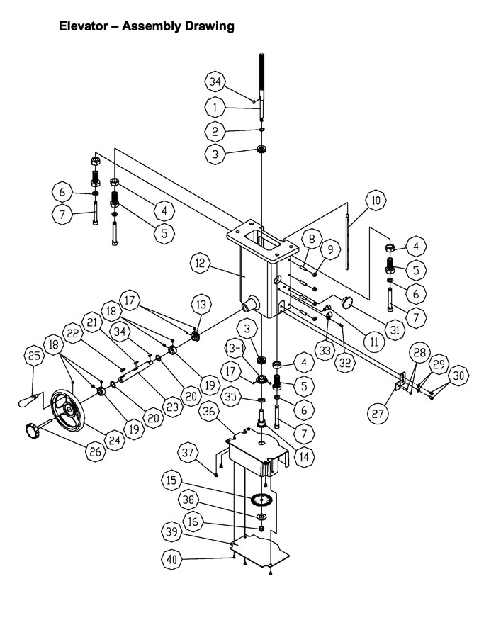 Elevator Diagram and Parts List for 1280102C PM2700 Jet Shaper