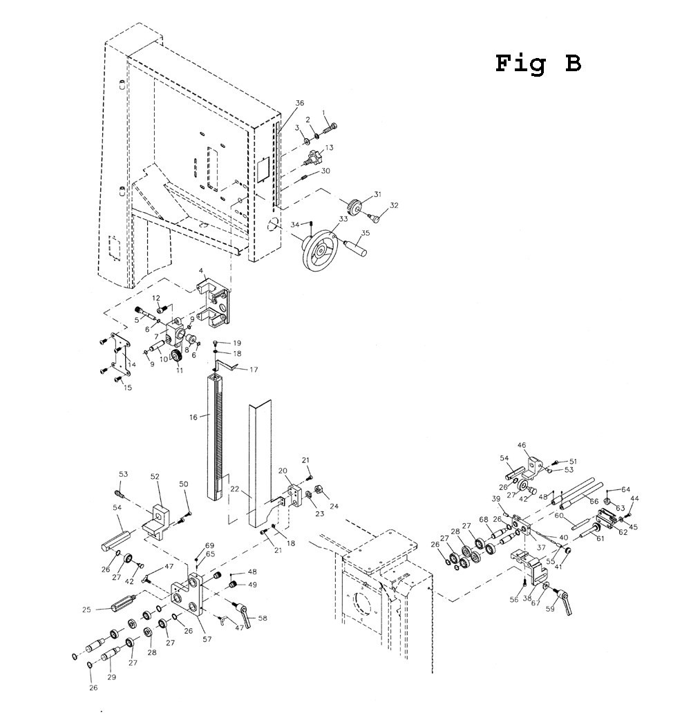 Fig-1 Diagram and Parts List for VBS-18MW 414418 Jet Table Saw
