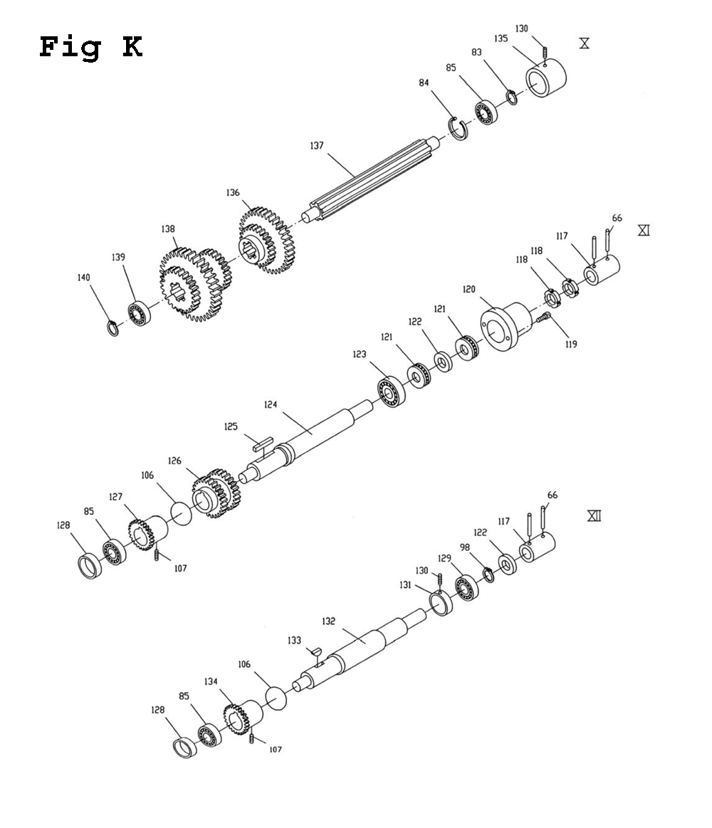 Fig-11 Diagram and Parts List for GH-1640ZX 321439 Jet Lathe