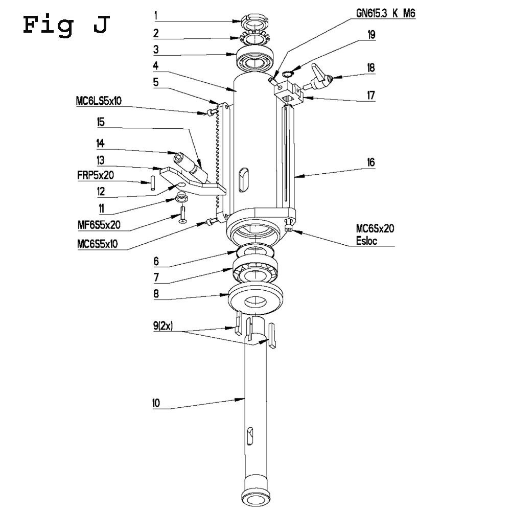 Fig-8 Diagram and Parts List for J-A2608M-PF4 354031 Jet Drill Press