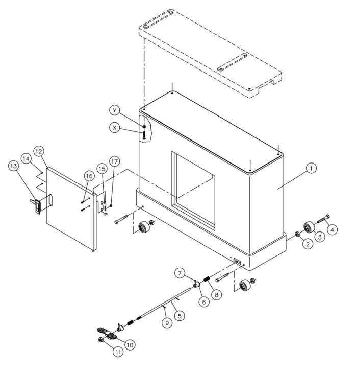 Closed Stand Diagram and Parts List for 649005K 22-44 Jet Sander