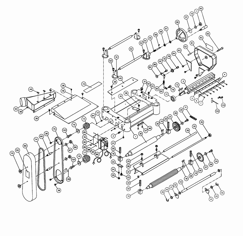 Fig-0 Diagram and Parts List for 708538  Jet Planer Jointer