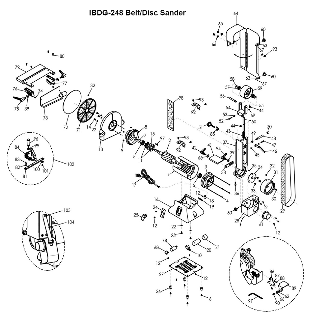 Fig-0 Diagram and Parts List for 578842  Jet Sander Grinder