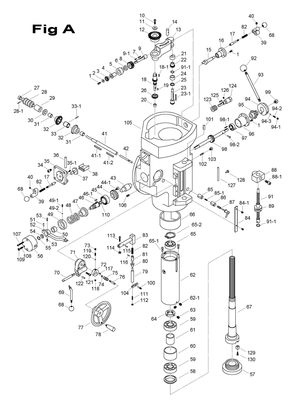 Fig-4 Diagram and Parts List for 698151  Jet Mill
