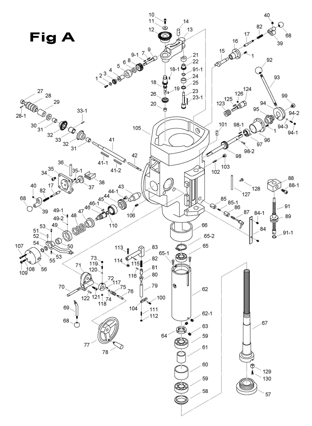 Fig-4 Diagram and Parts List for 698066  Jet Mill
