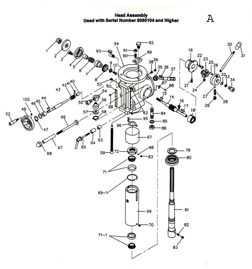 Fig-1 Diagram and Parts List for 691177  Jet Mill